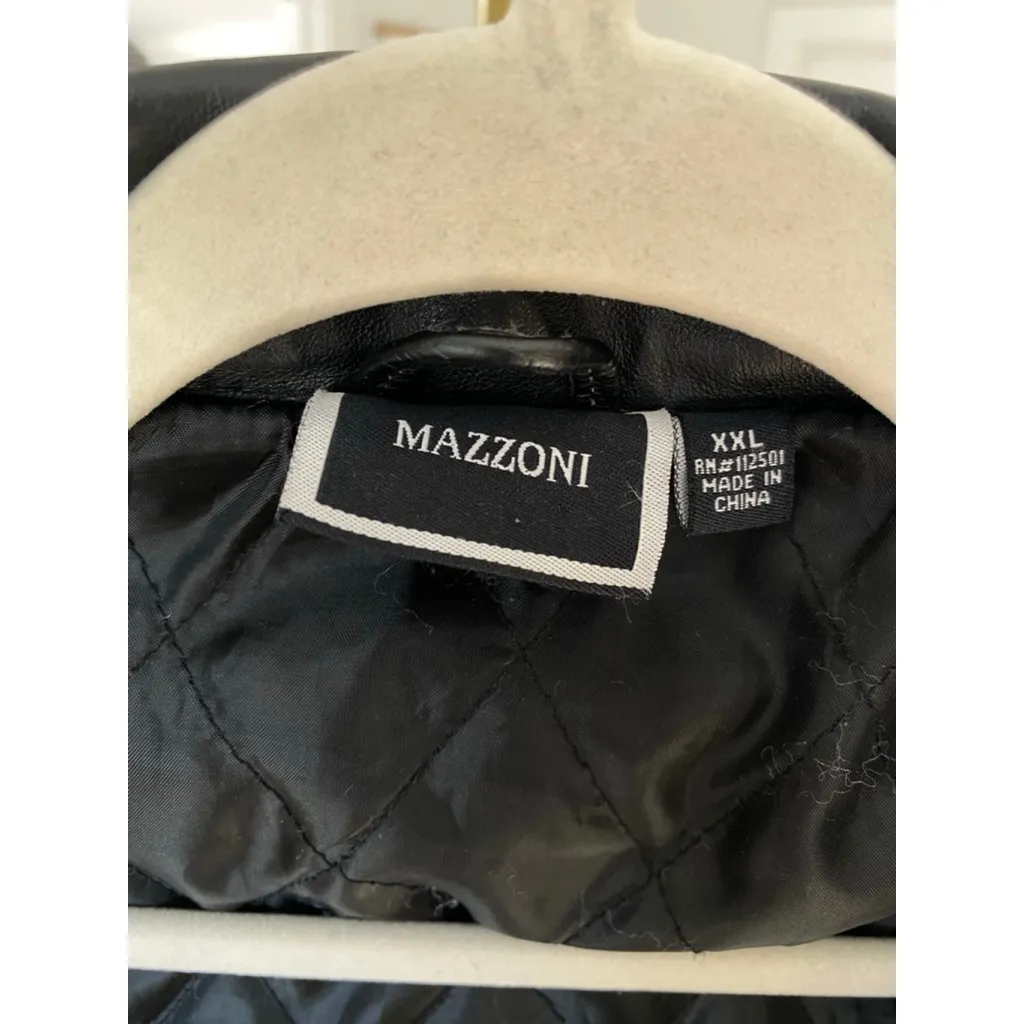 Mazzoni Black Genuine Leather Moto Coat Manhattan Quiet Luxury Streetwear Edgy Size XXL - Image 6