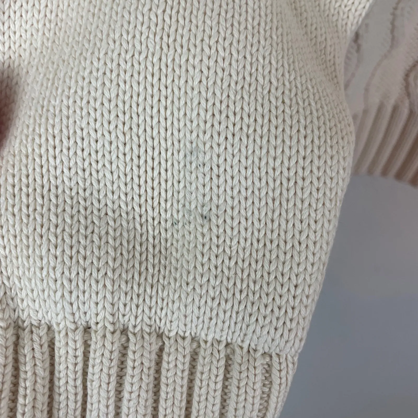 Vintage Wainscott Cream Cable Knit Mock Neck Cotton Sweater Size S Gilmore Girls - Image 8