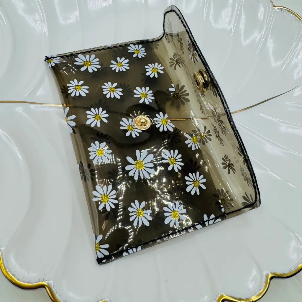 Florals Clear Card Case Wallet in Black - Image 4
