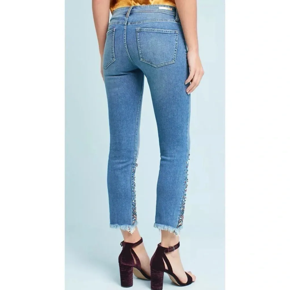 Pilcro and the Letterpress Anthro Mid-Rise Embellished Slim Straight Jeans 28 - Image 3