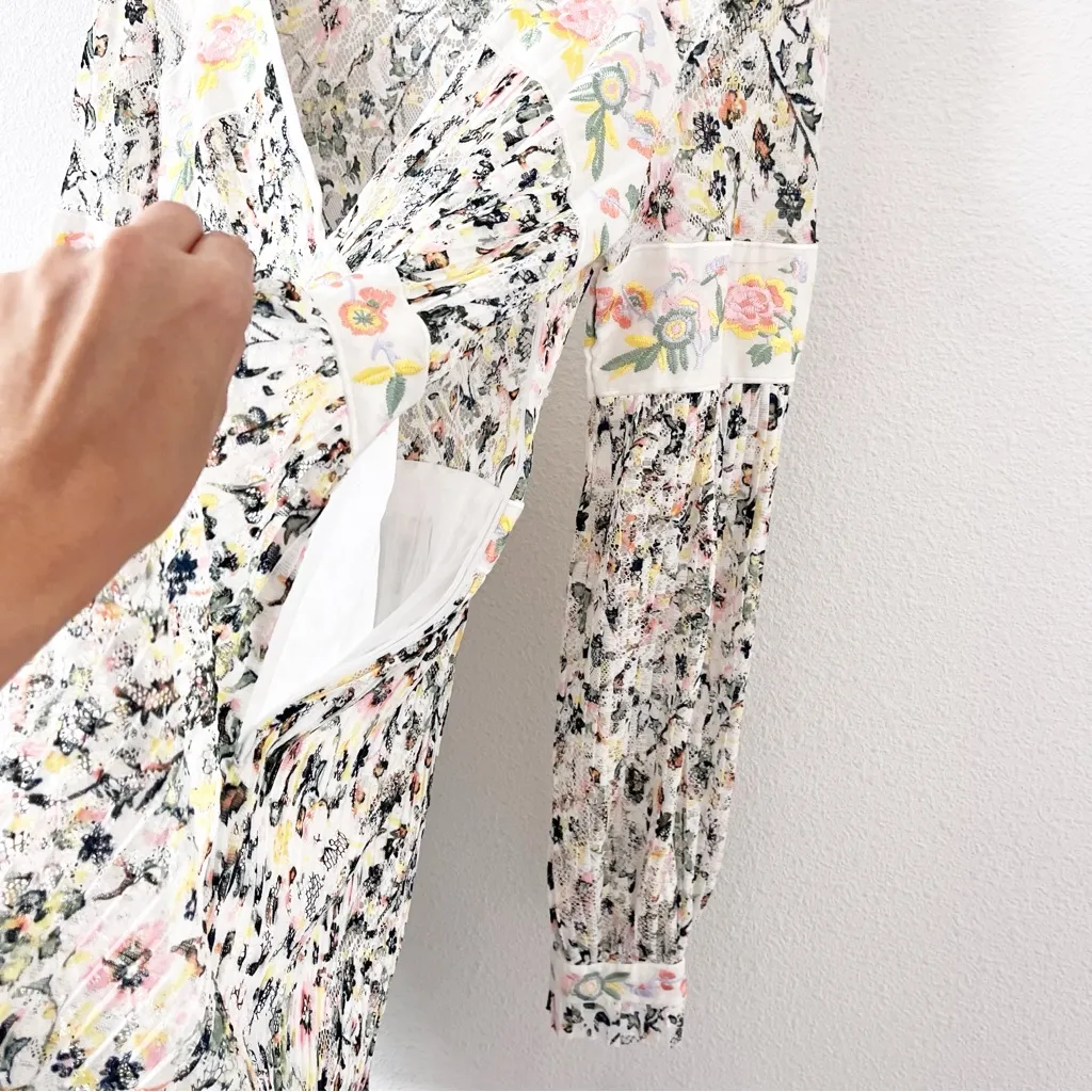 Free People Cherry Blossom Embroidered Lace Mini Dress in Ivory Combo - Image 8