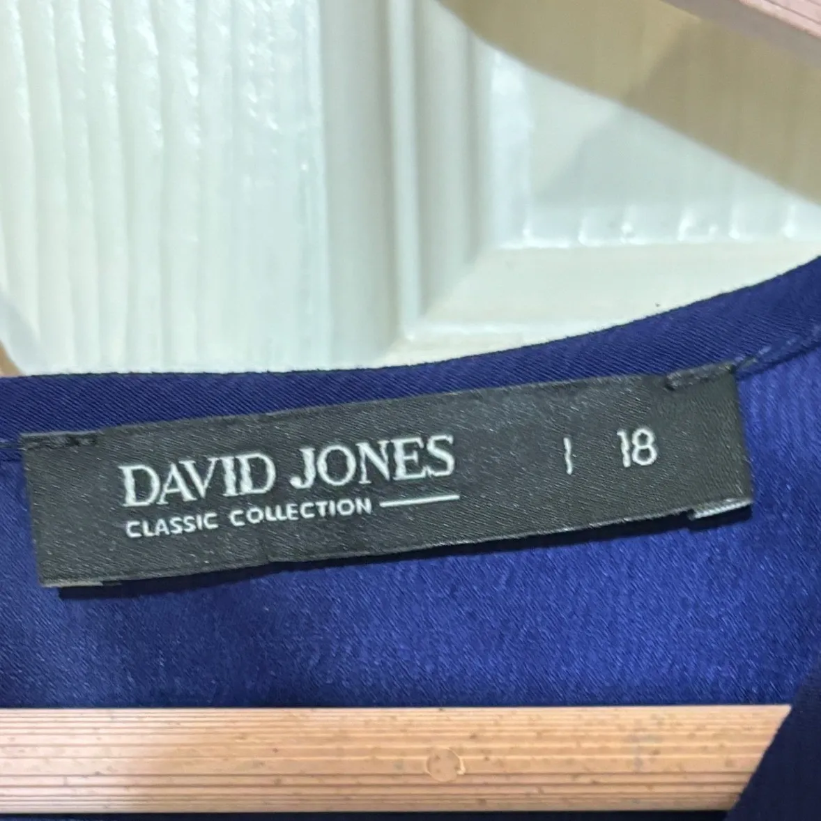 David Jones Classic Collection Navy Blue V Neck Short Sleeve Shift Dress Size 18 - Image 5