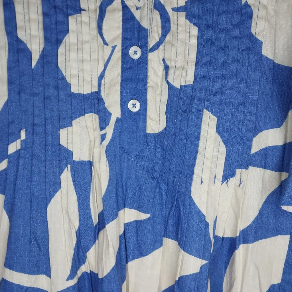 Maeve By Anthropologie Blue and Cream Floral Boho Hippie Maxi Dress Size M - Image 5