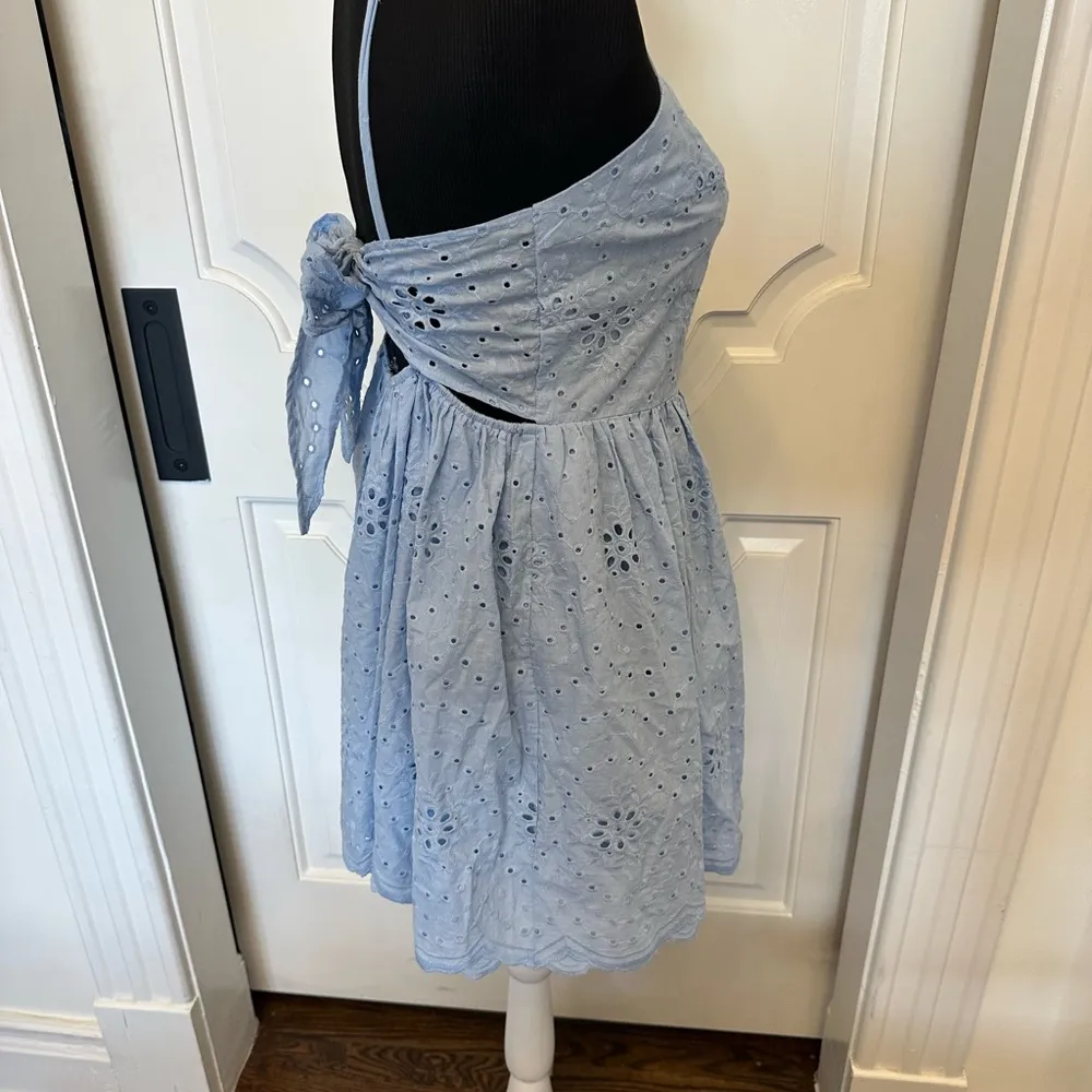 Altar’d State Tie Back Blue Eyelet Sundress Mini Dress Bow NWOT - Image 8