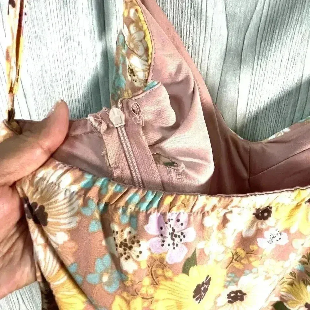 Max + Ash Floral Pleated Dress Large‎ Pink - Image 5