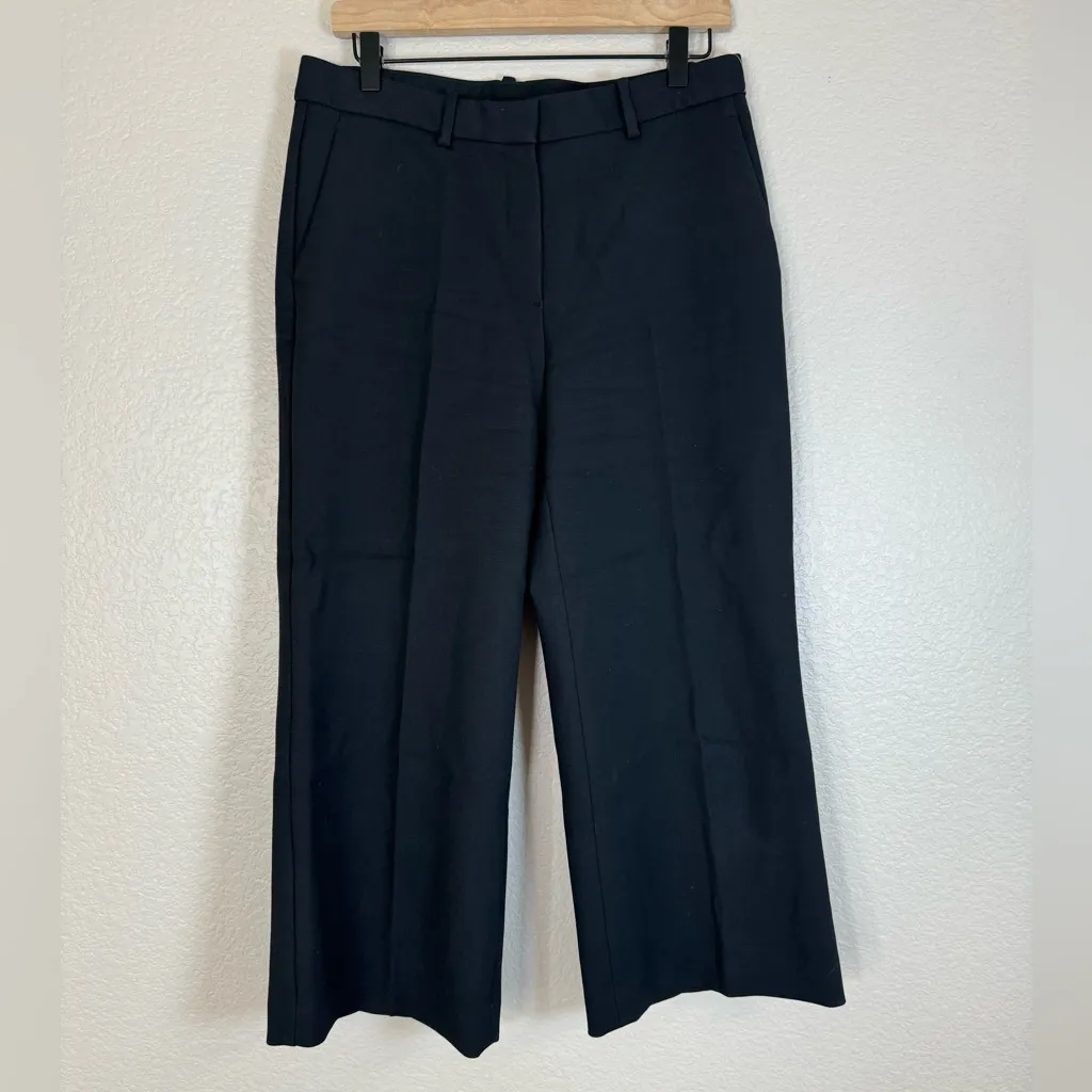 Theory Sprinza Tribute Women’s Black Dress Pants Trousers Wide Leg Cropped sz 8 - Image 4