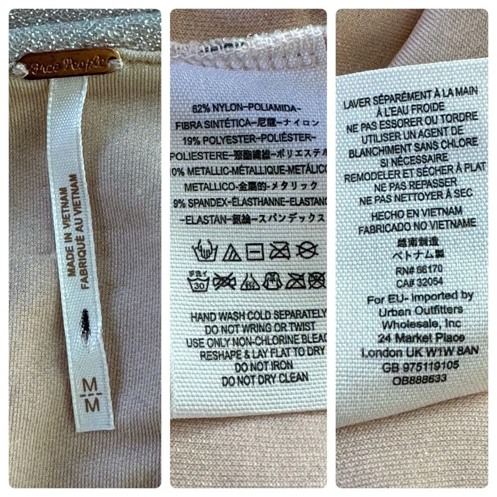 FREE PEOPLE One More Time Lurex Wrap Midi Dress Shimmery Sparkly Metallic Sz M - Image 11