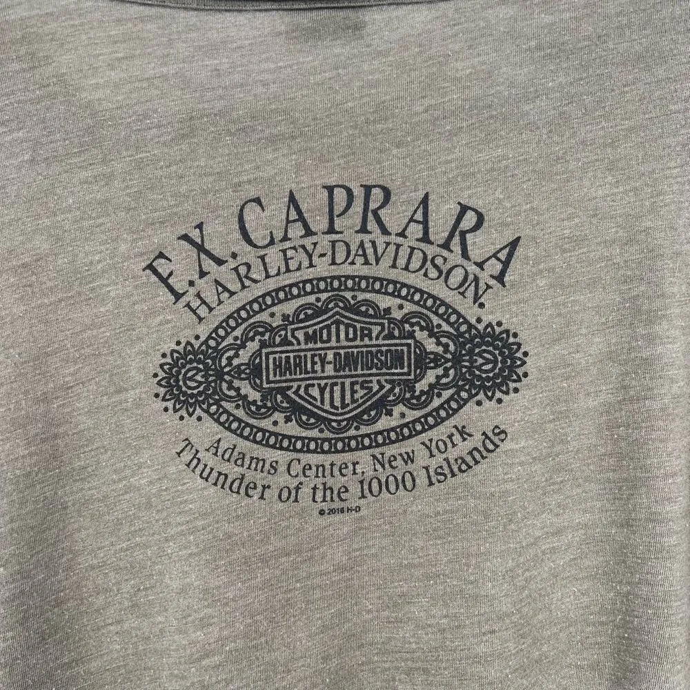 Harley Davidson women’s NY Floral‎ Pocket T Shirt Large 1,000 Islands 2016 Green - Image 7