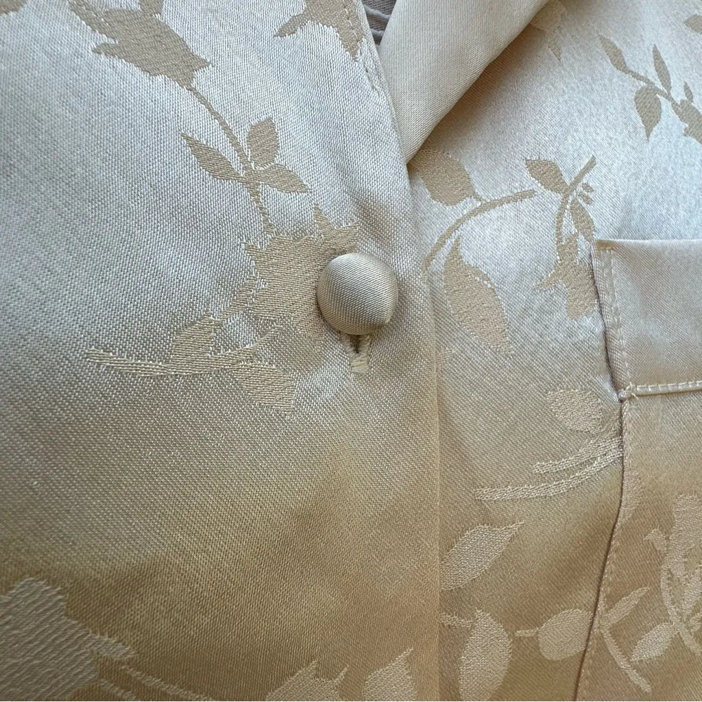 Vintage Inner Most Gold Satin Line Sleeve Sleep Shirt Button Up Size S Nightgown - Image 4