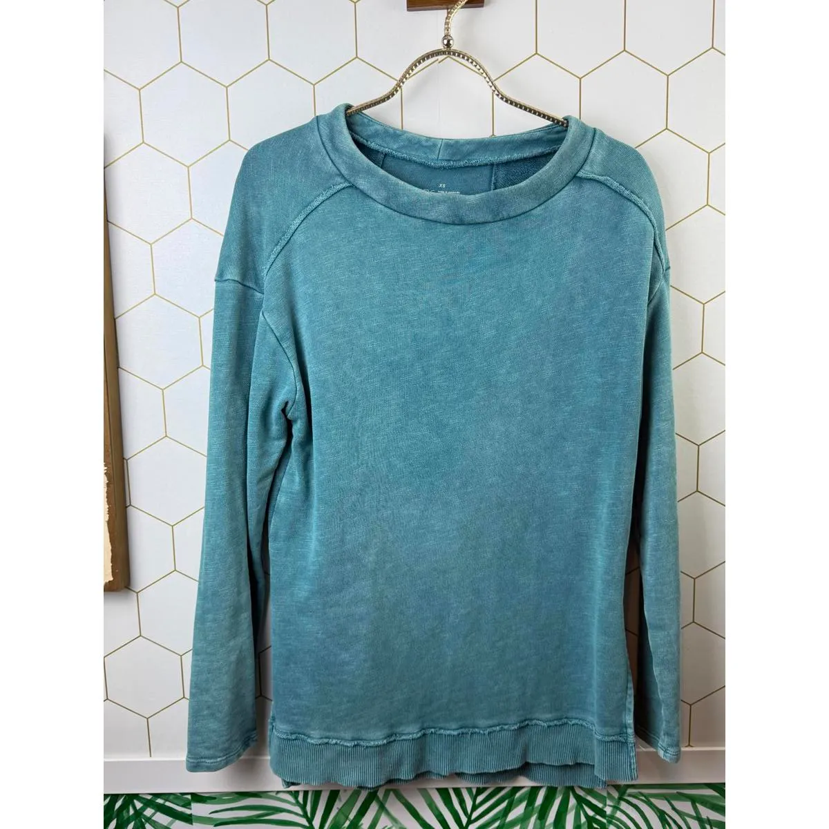 Pilcro from Anthropologie Teal Imogen Seamed Tunic Sweatshirt - Size - XS - Image 6