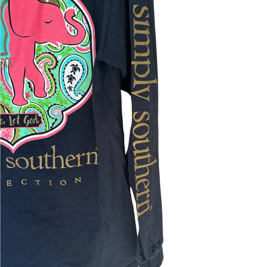 Simply Southern Navy Elephant Let Go Let God Long Sleeve Shirt - Image 3