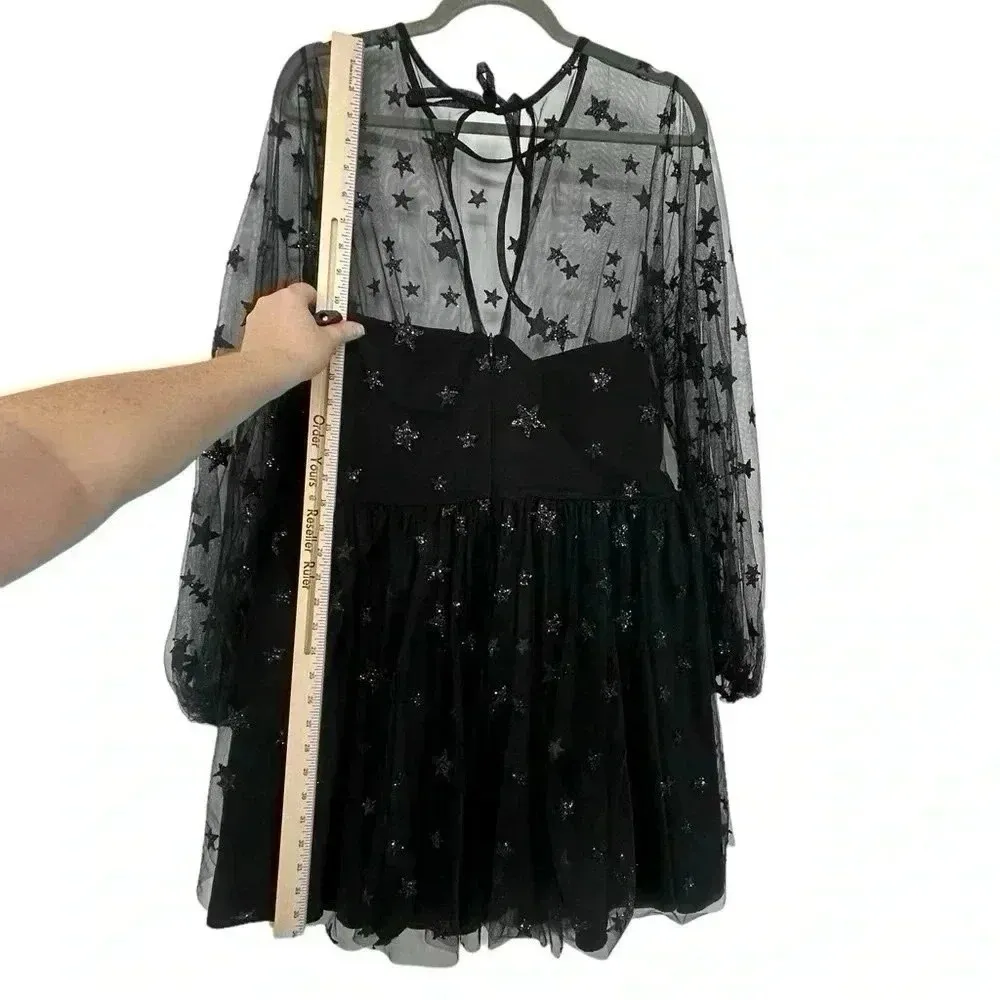 Lirika Matoshi Teuta Star Tulle Dress XL Black Celestial Mini Fairycore - Image 9