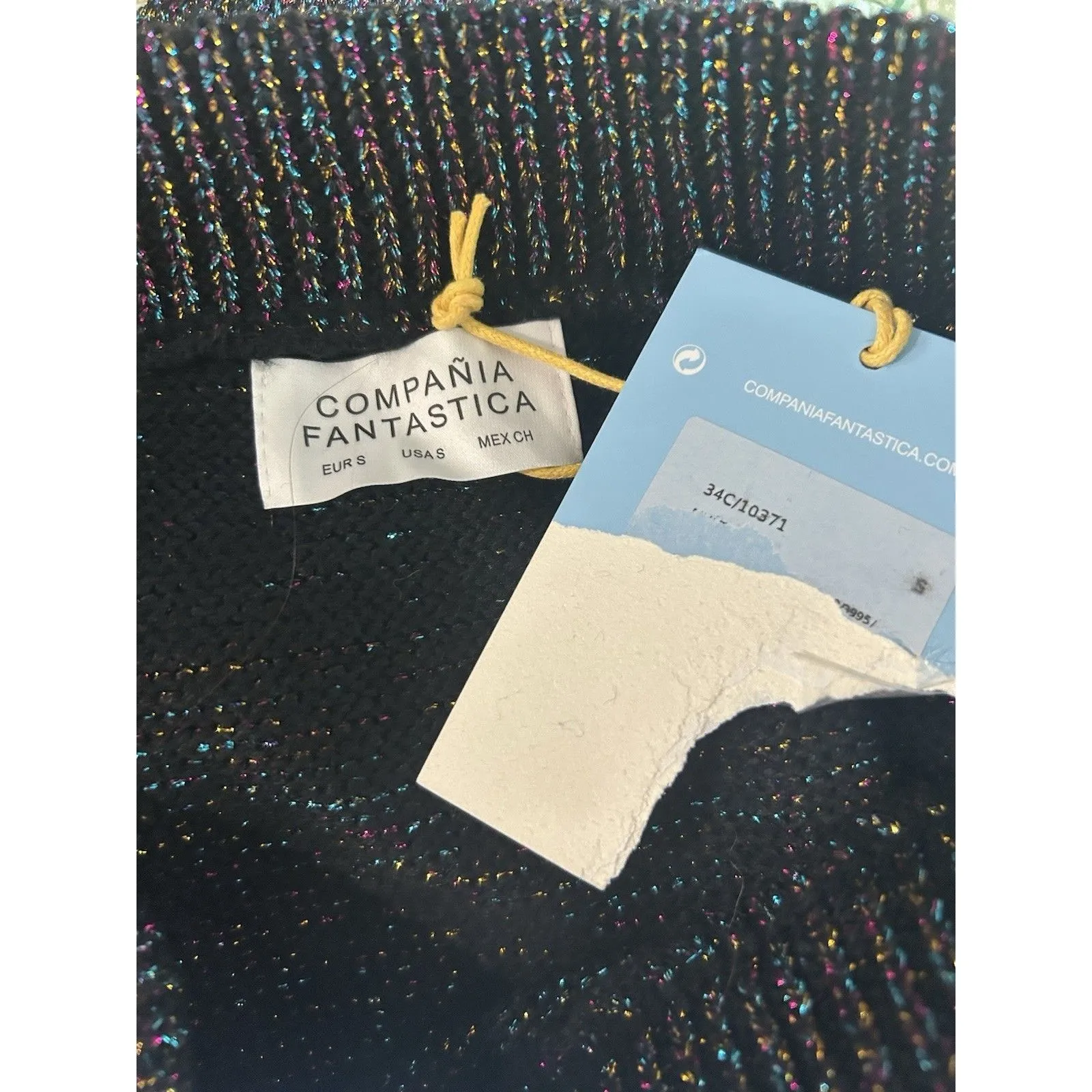 New Sweater Knit Black Sparkle Glitter Skirt Fitted Size Medium Club Concert - Image 2