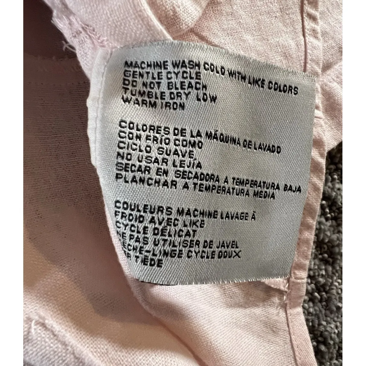 Simply Noelle Linen Blend Pink Button Front Tunic Shirt S/M Roll Tab Sleeve - Image 5