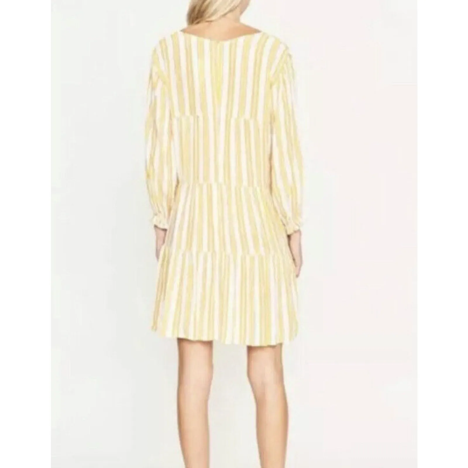 Faithfull the Brand Mini Dress Yellow Striped Long Sleeve - Image 11