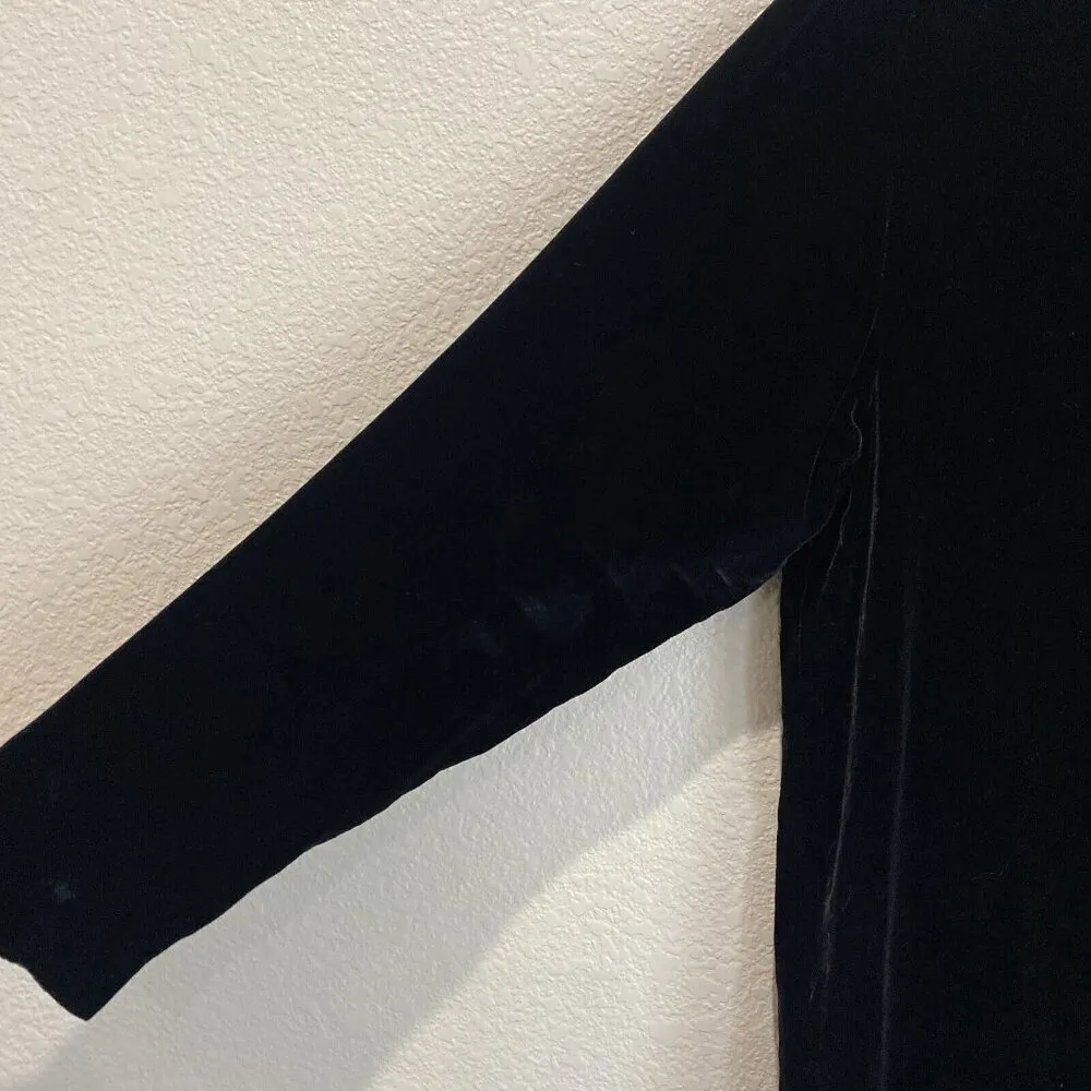 Vintage 90s HGR Black Velvet Blouse Women's Size 10 Long Sleeve Witchy Goth Alt Size M - Image 3