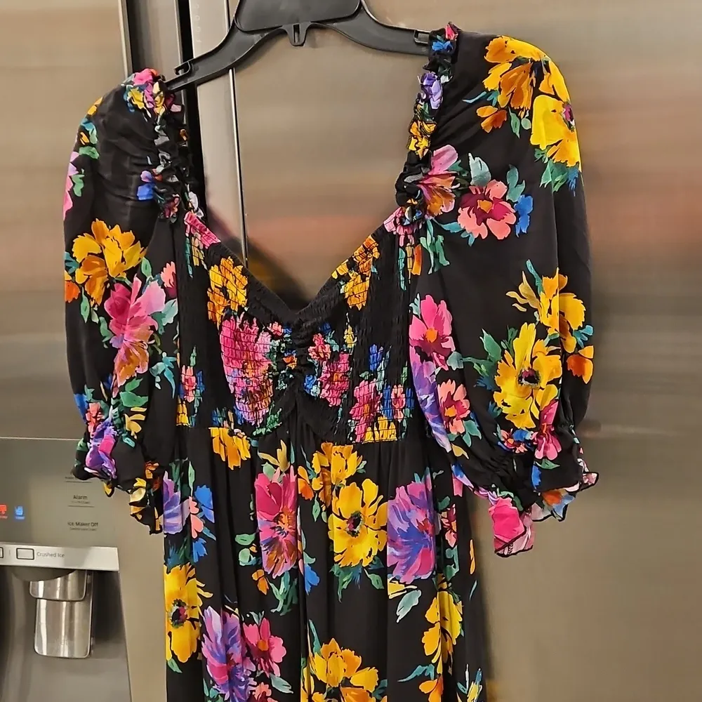 💕JOHNNY WAS JADE💕 Poppy Silk Maxi Dress ~ 100% Silk Floral Print Small S - Image 11