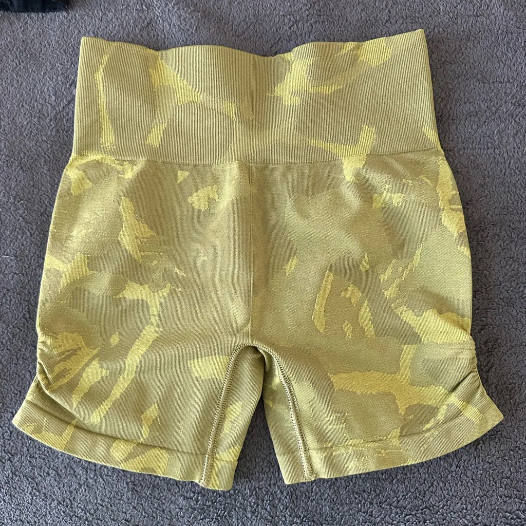 Gymshark Camo Olive Women's Athletic Shorts - Image 3