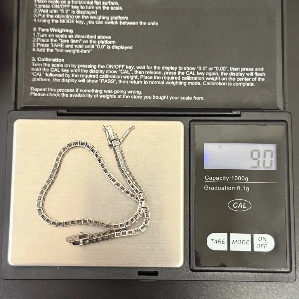 Vintage Signed CZ 925 Sterling Silver 3mm Cubic Zirconia 8” Tennis Bracelet - Image 10