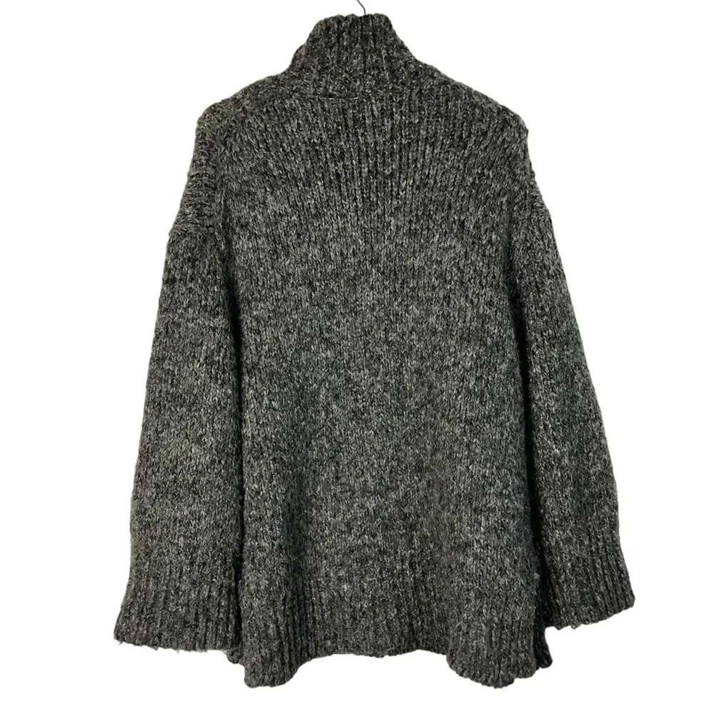 Zara Charcoal Gray Turtleneck Oversized Knit Sweater S - Image 5