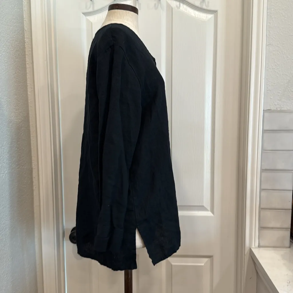 FLAX 100% linen button down tunic blouse - Image 7