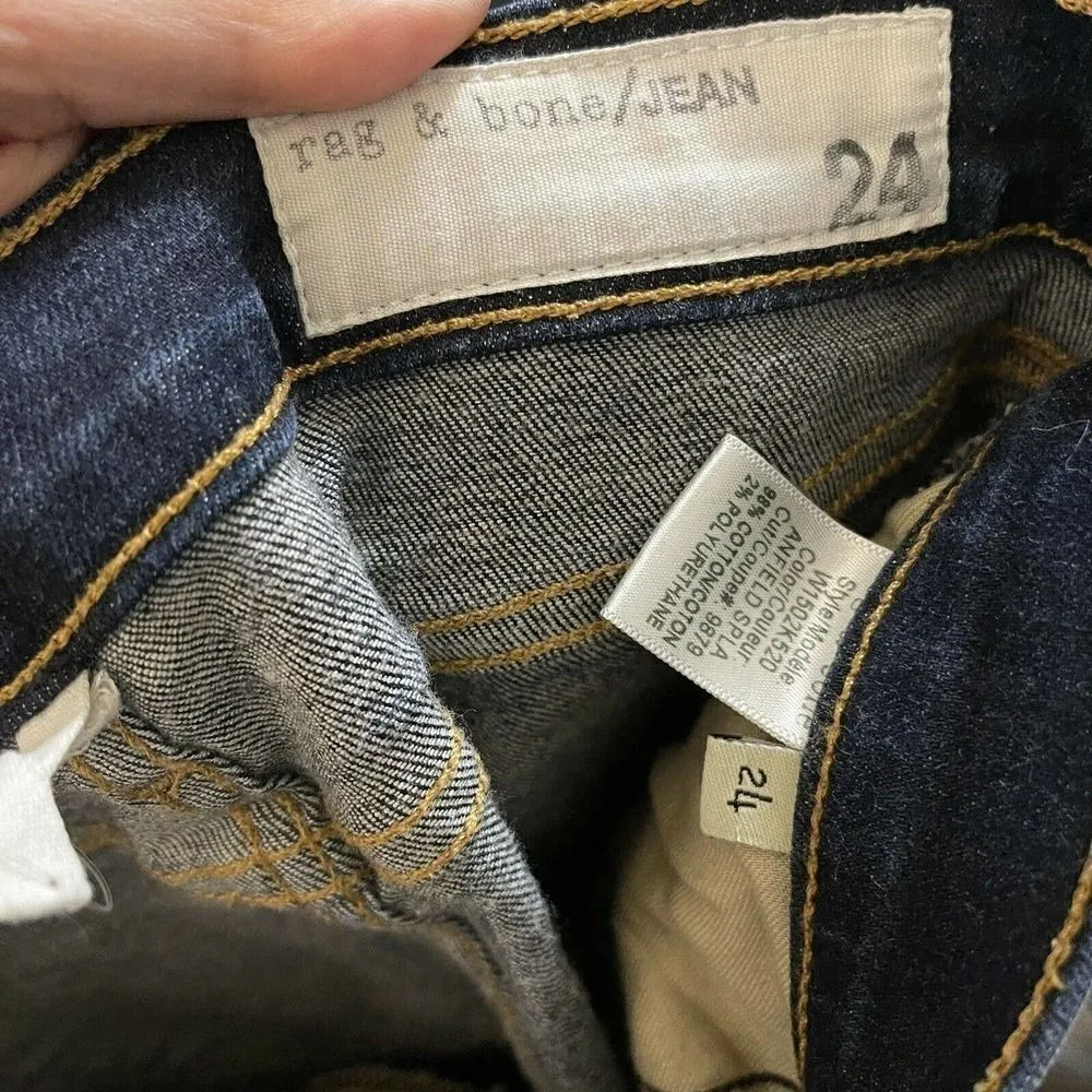 rag and bone paint splattered blue wash denim skinny low rise jeans size US 24 - Image 7