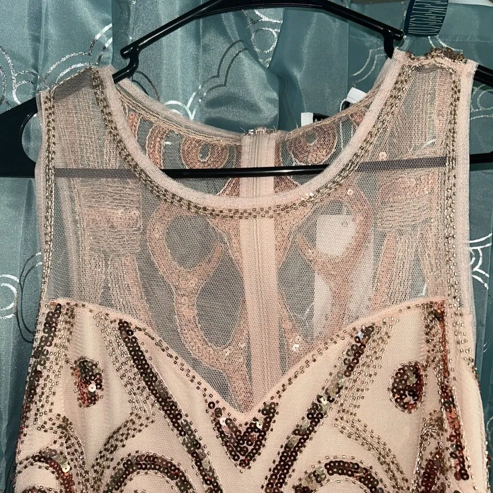 Vvm Curve Formal Dress. Size Medium. Rose Gold. Sheer Top. NWT. Has Stretch Gold - Image 5