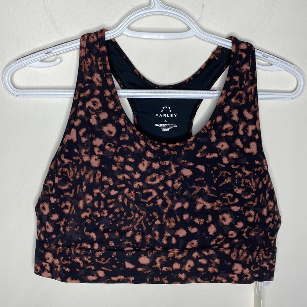 Varley Berkeley sports racerback perforated bra with animal print size L - Image 3