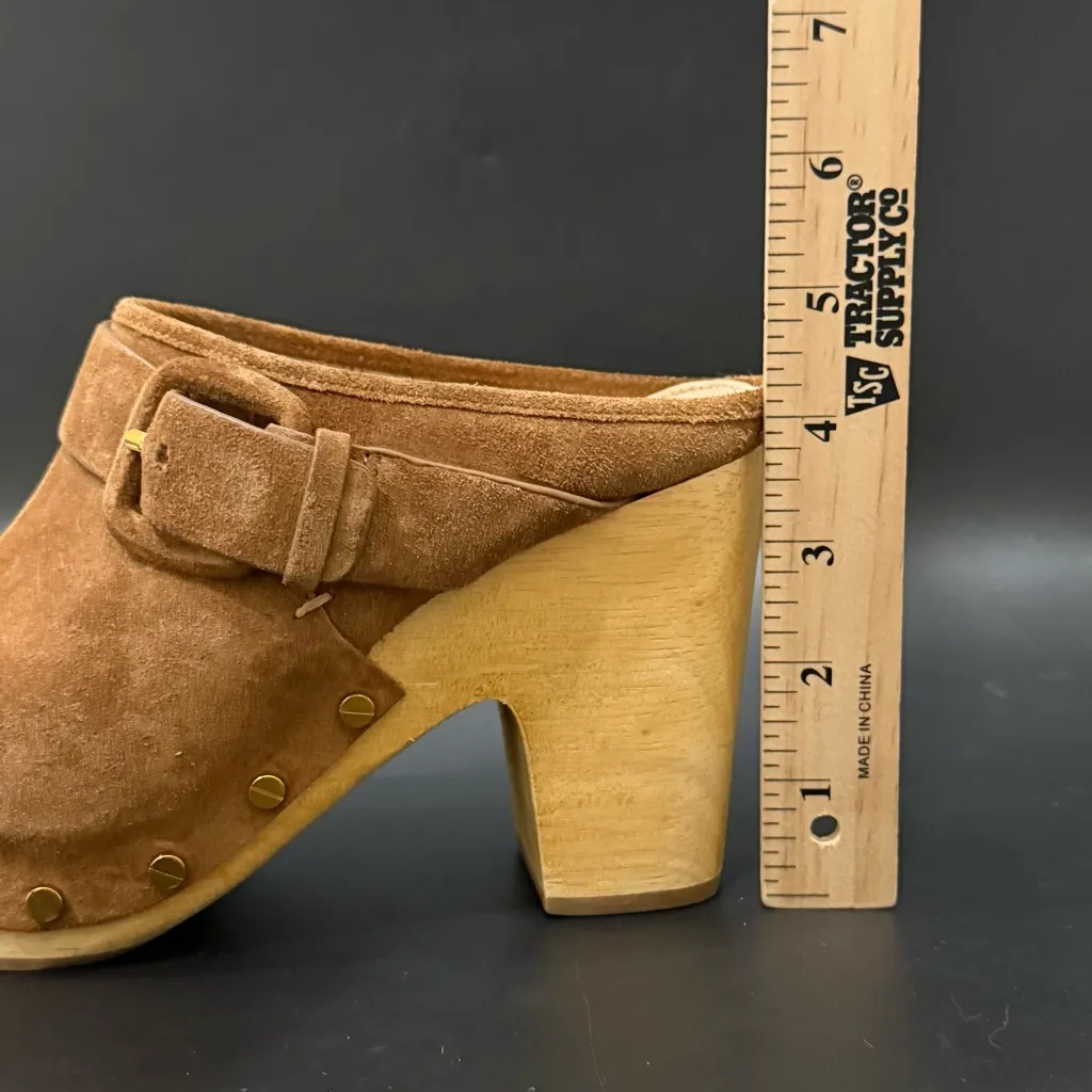 VERONICA BEARD “Dacey” Clogs Brown Pecan Suede Platform Mules Slip On Sandals 8M - Image 8