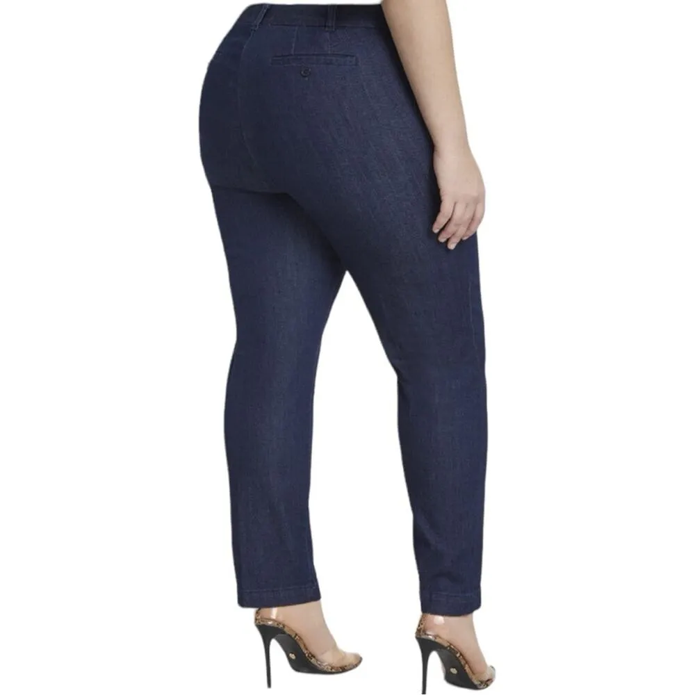 Eloquii Regular Fit Denim Kady Pant Dark Blue Wash Cotton Plus Size 16V - Image 8