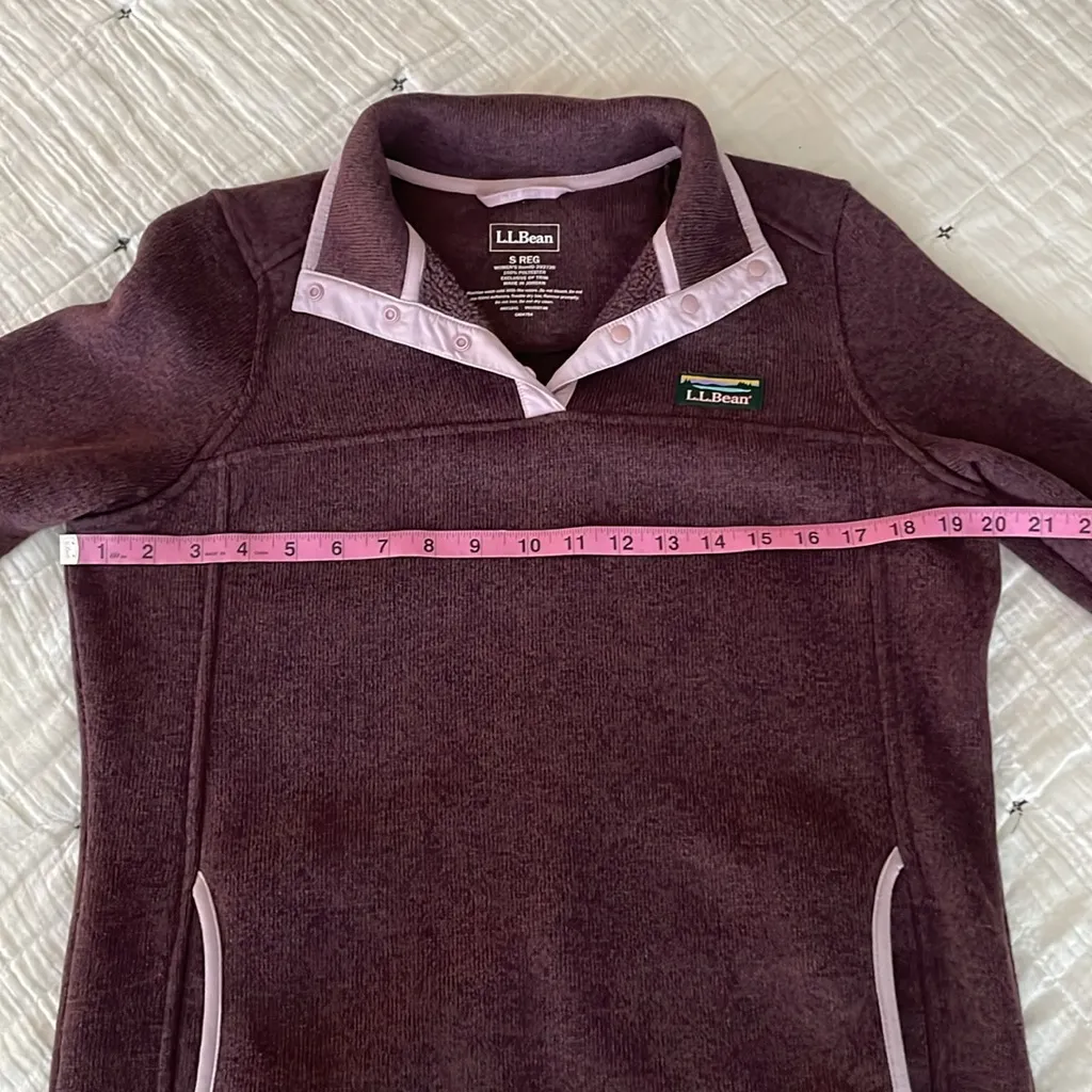 L.L. BEAN Women’s Sweater Fleece Pullover Sweatshirt in Raisin Purple Size S - Image 9