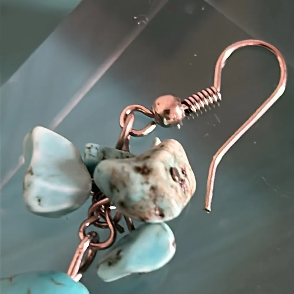 Southwestern Inspired Chipped Howlite Stone Drop Dangle Earrings Blue - Image 3