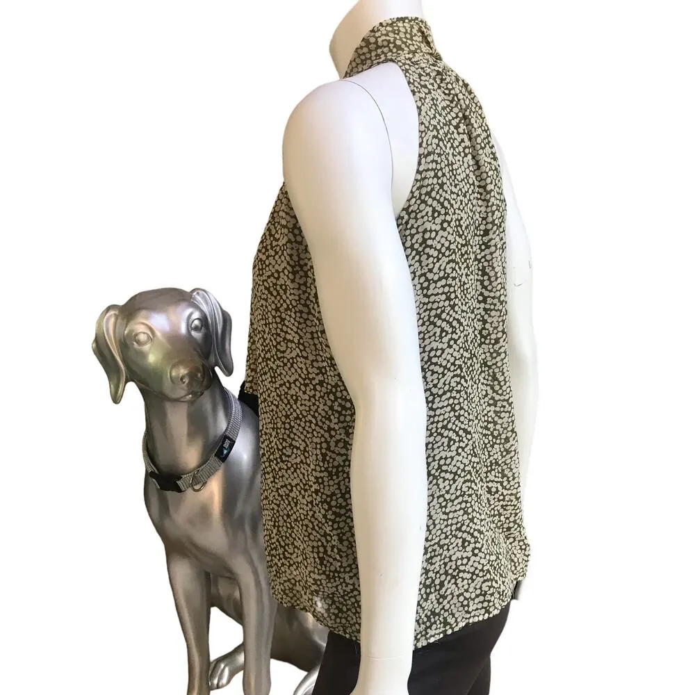 Old Navy Green White Dotted Sleeveless Blouse Tie Neck Tank Top Women’s Size S - Image 3