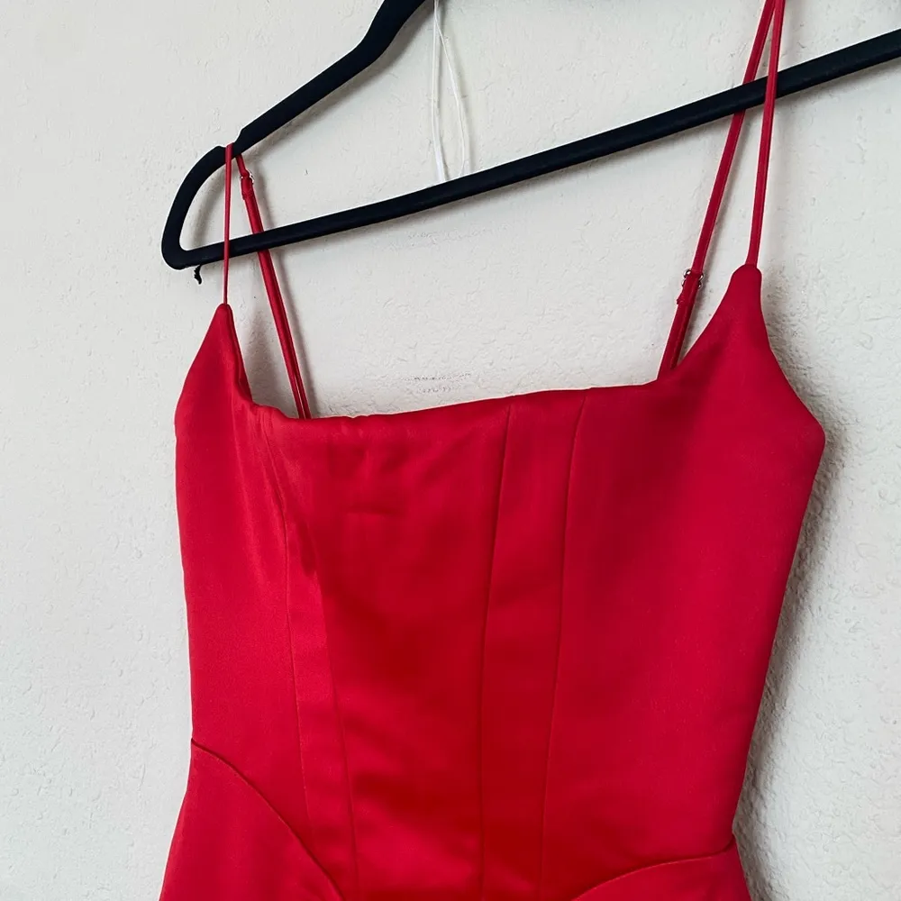 HOUSE OF CB 'Olivette' Red Rose Satin Corset Maxi‎ Dress NWOT size XL - Image 7