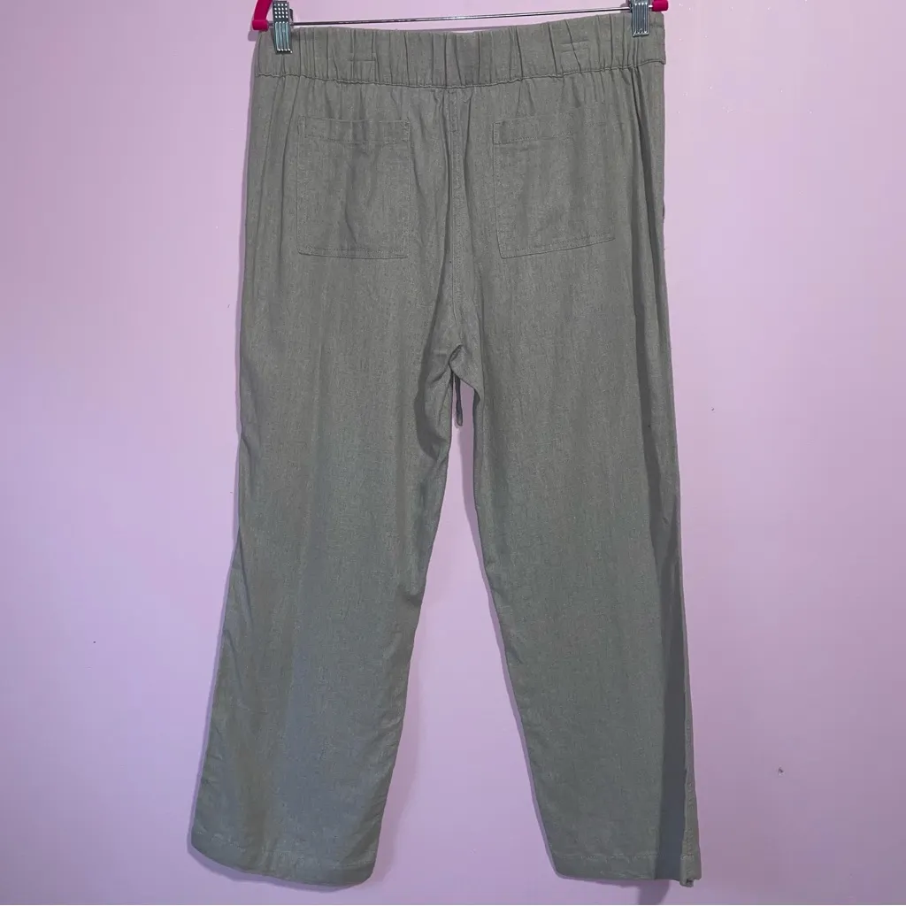 For Cynthia Linen Straight Leg Pants Women Size M Pull On Pocket Neutral Coastal - Image 5
