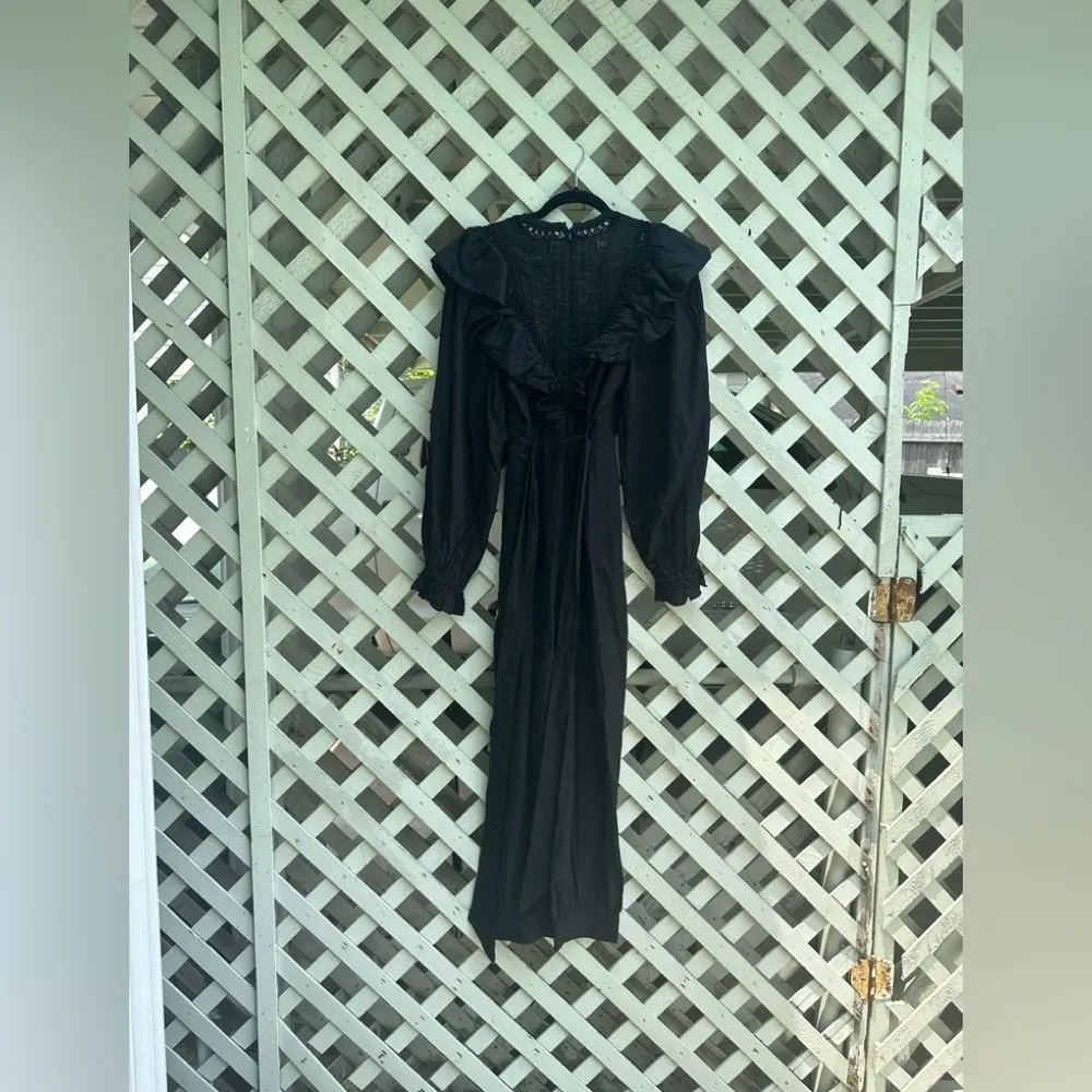 Farm Rio X Anthropologie Black Laces & Ruffles Jumpsuit - Image 5