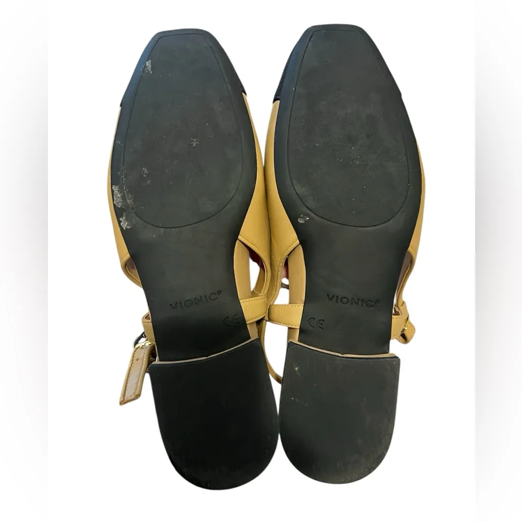 Vionic Petaluma Leather Slingback Cap Toe Flats in Camel - Image 7