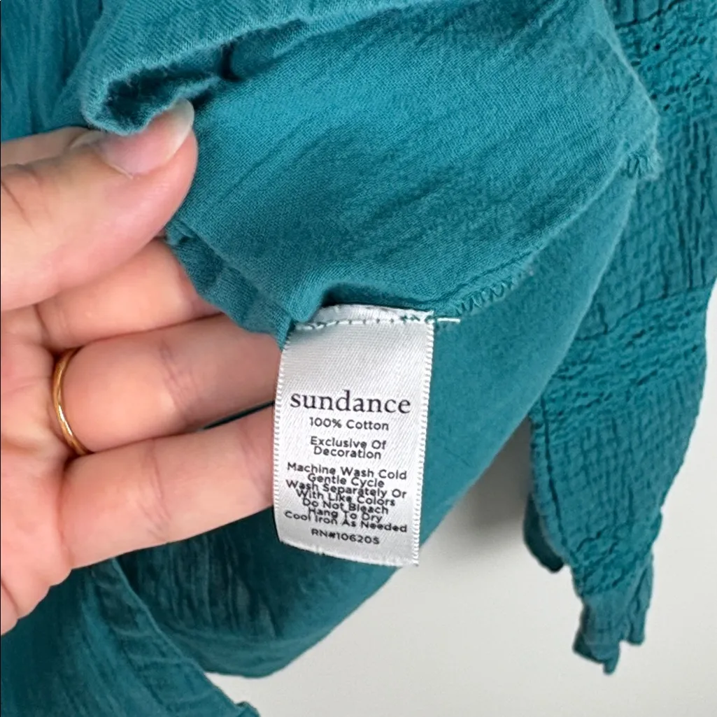 Sundance Catalog Luella Victorian Top Long Sleeve Teal Green Women’s Size Medium Blue - Image 6