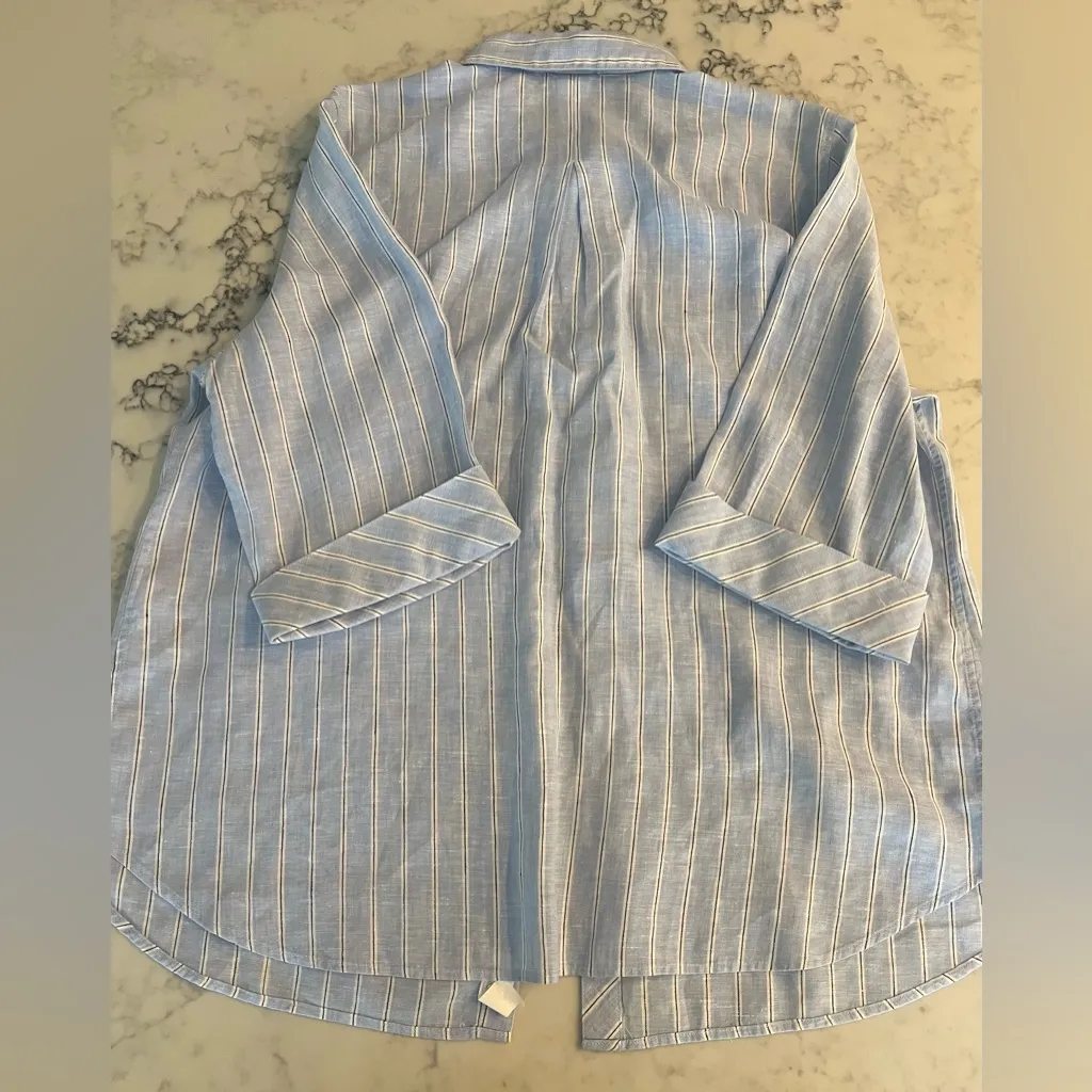 Chicos 100% Linen Shirt Size 3 XL Striped Button Down 3/4 Sleeve No Iron - Image 7