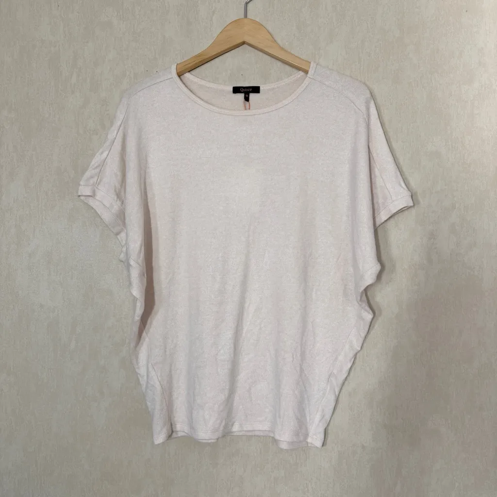 NWT Quince Women’s Brushed Short Sleeve Lounge Tee in Heather Oatmeal M - Image 3