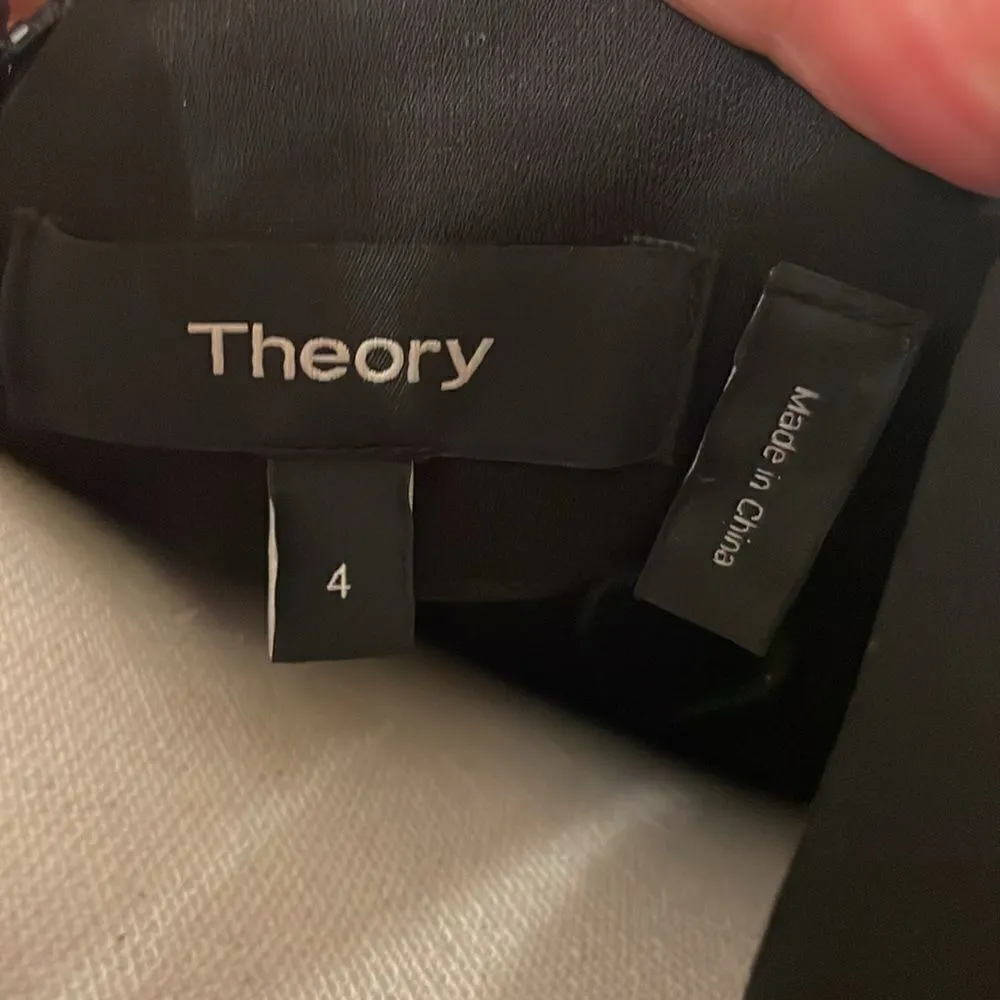 Theory Black Cap Sleeve Deep V Neck Dress, NWT - Image 9