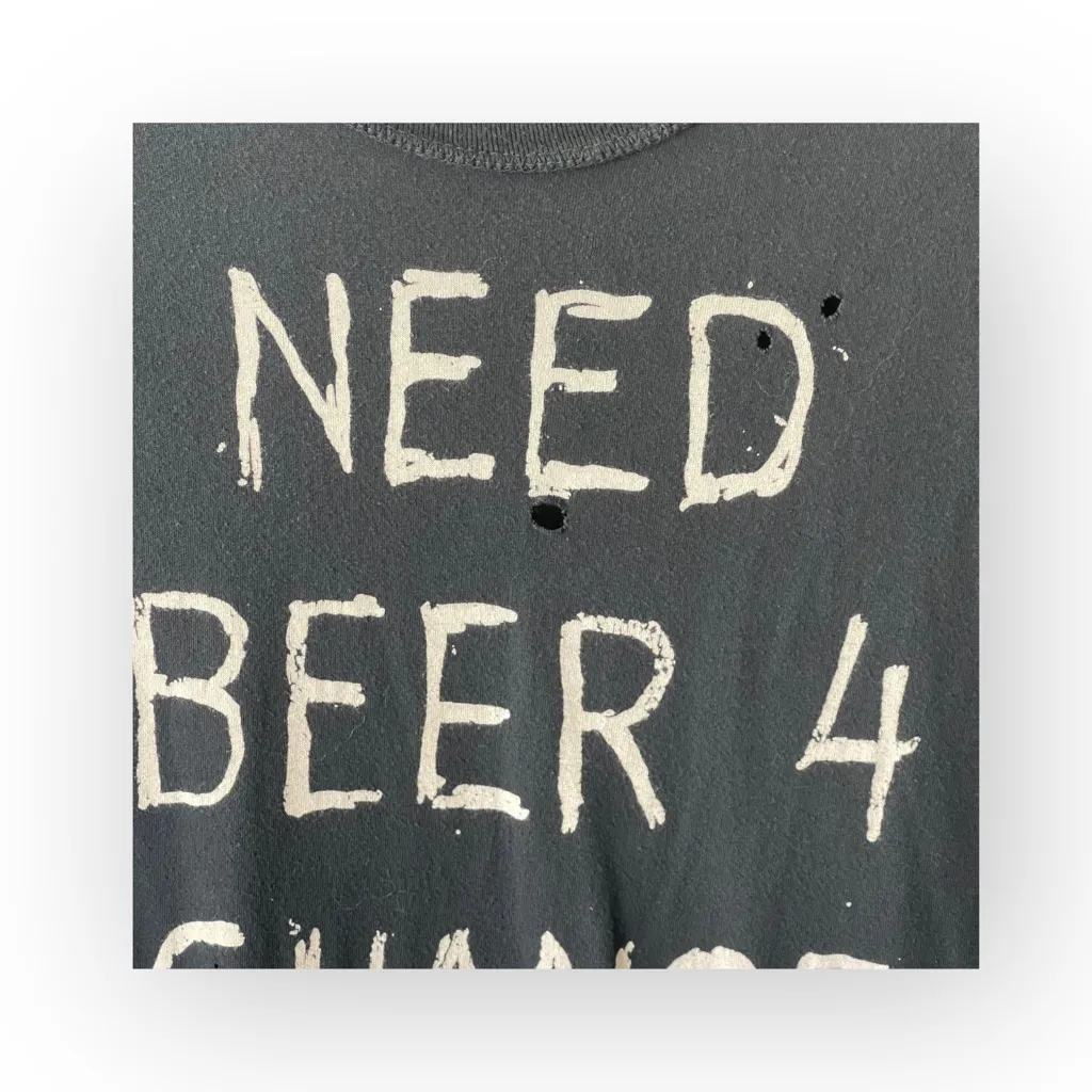 Rare: UNIF 𖤐 Need Beer 4 Change Muscle Tee Tank 𖤐 Vintage Black 𖤐 XS Oversize - Image 5