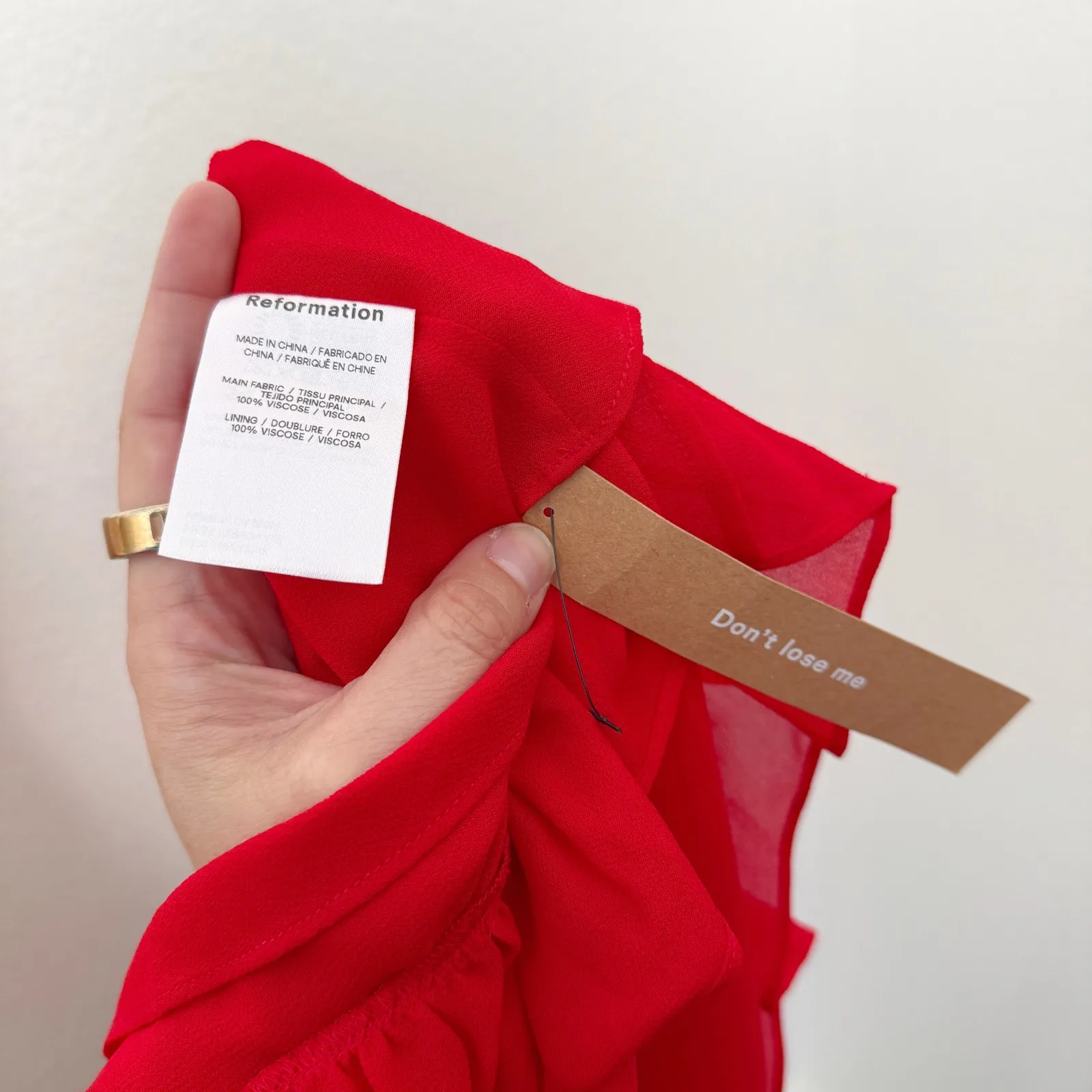 [Reformation] Red Square Neck Long Sleeve Silves Mini Dress NWT Velvet Belt 12 - Image 11