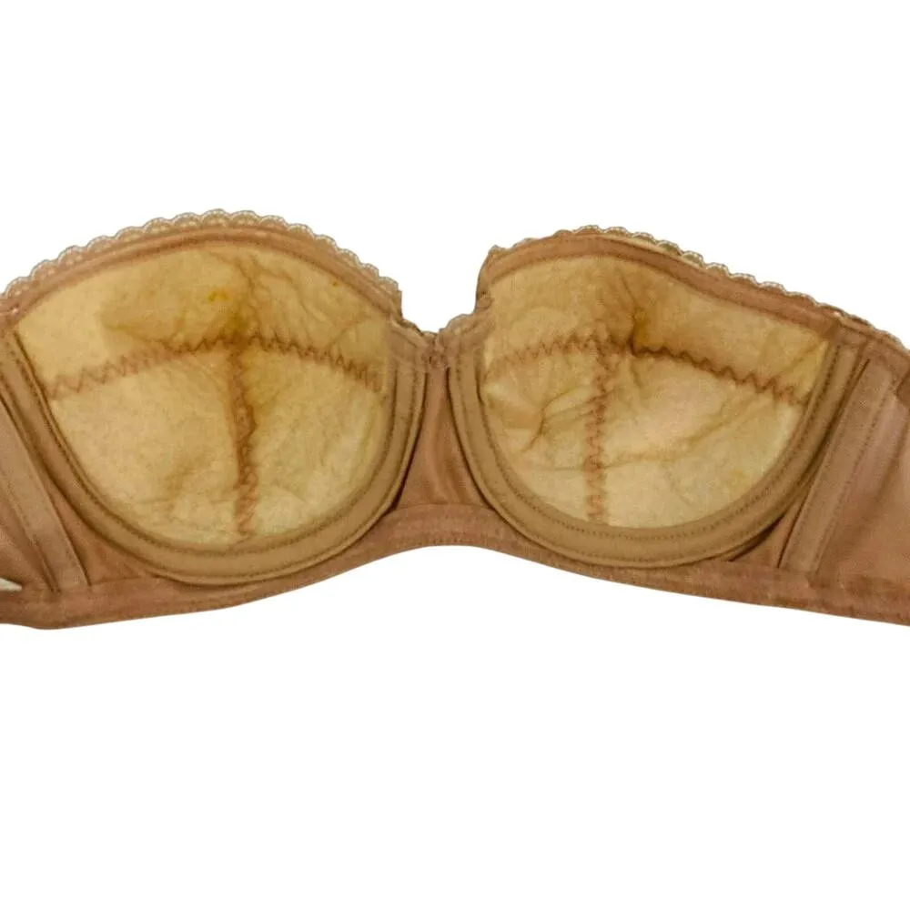 Vintage Vanity Fair Satin Cinnamon Strapless Bra Size 34A - Image 2