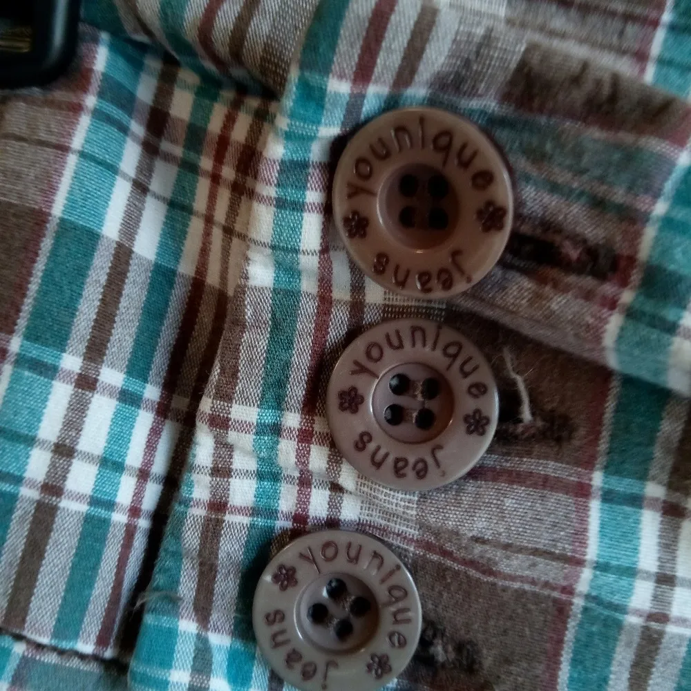 Younique 7 Brown & Blue Plaid Bermuda Skate Surf Shorts Size undefined - Image 3