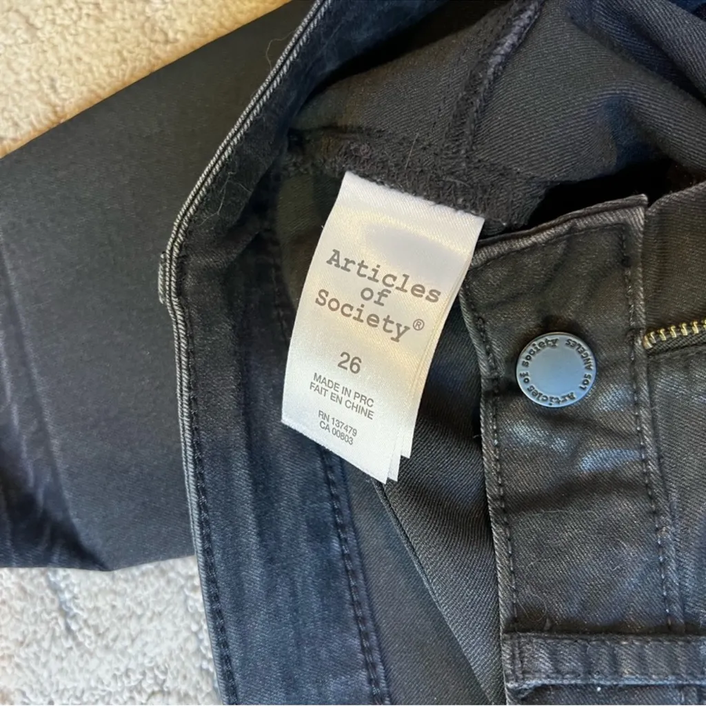 Articles of Society Black Diamond Waxed Sarah Skinny Jeans - Image 3