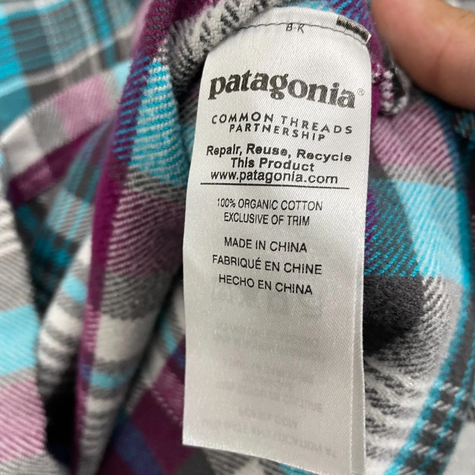 Patagonia Fjord Flannel Women 8 Bay Laurel Forge Grey Outdoor Hiking Long Sleeve - Image 4