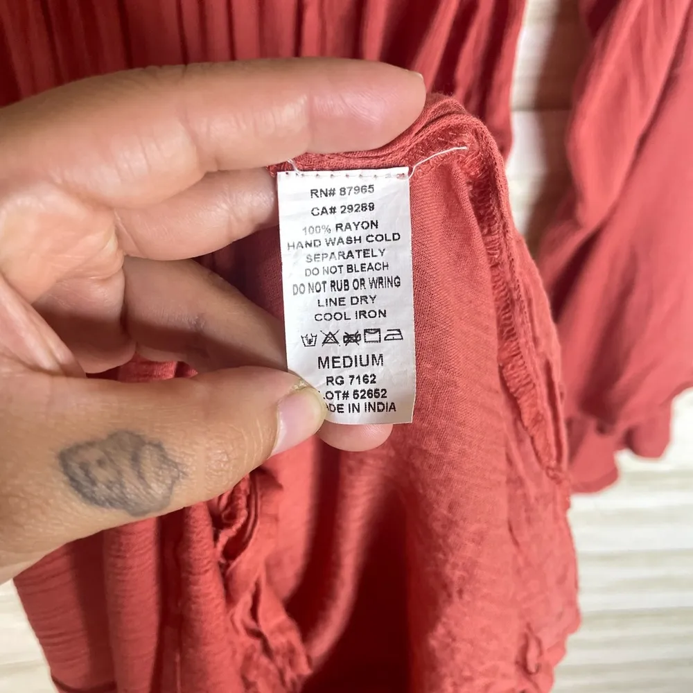 Elan Coral Textured Off Shoulder Bell sleeve Romper - Image 3