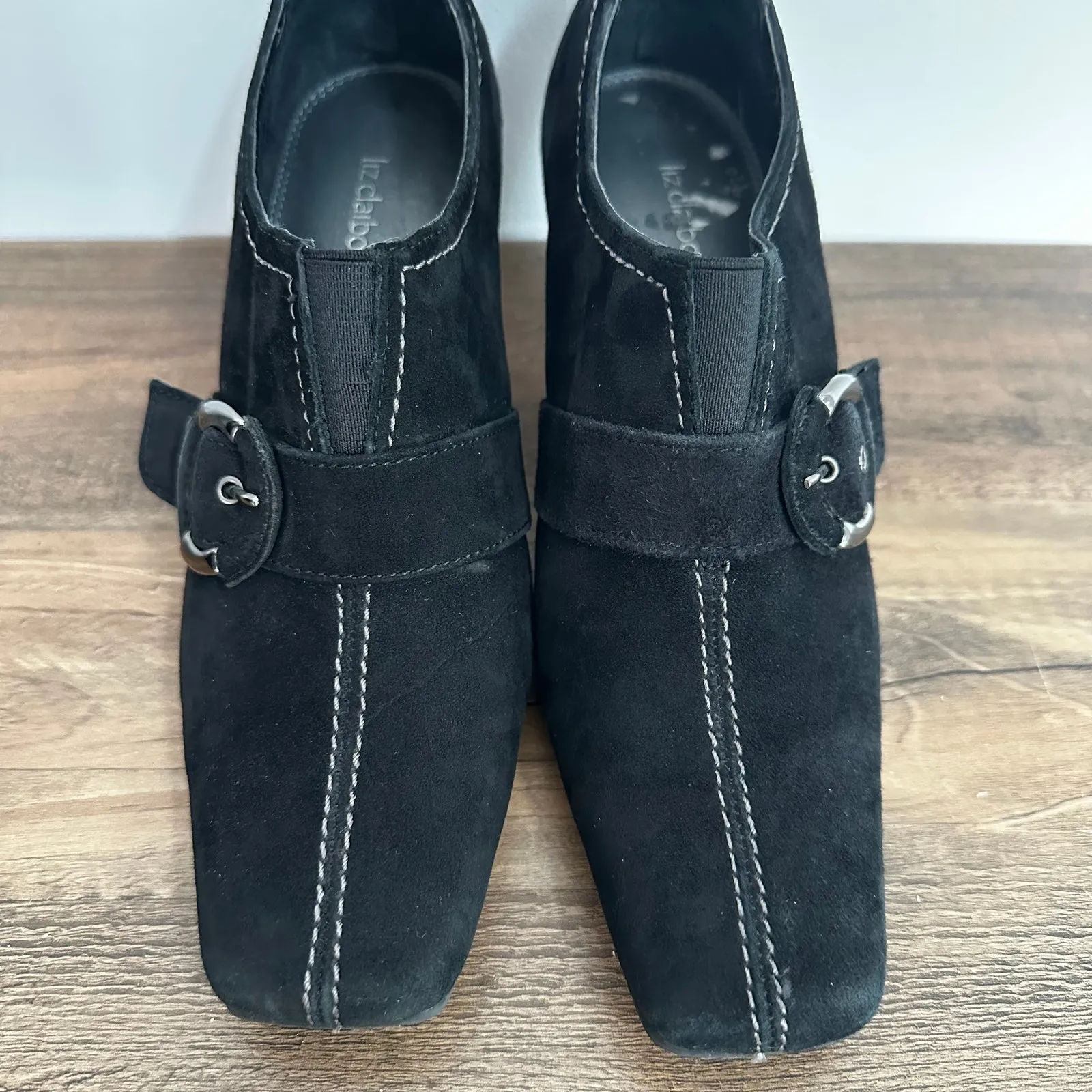 Whimsygoth Suede Heels Sz‎ 7 Witchy Buckle Black Shoes Gothic Cottage Vibes - Image 2