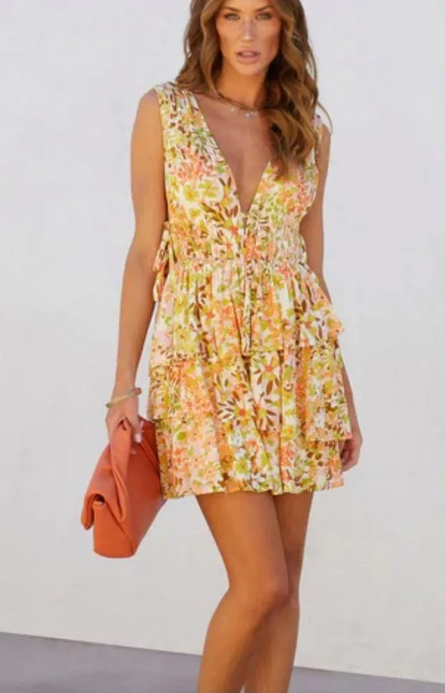 VICI | Tropic Perfect Floral Tiered Side Tie Mini Dress - Image 5